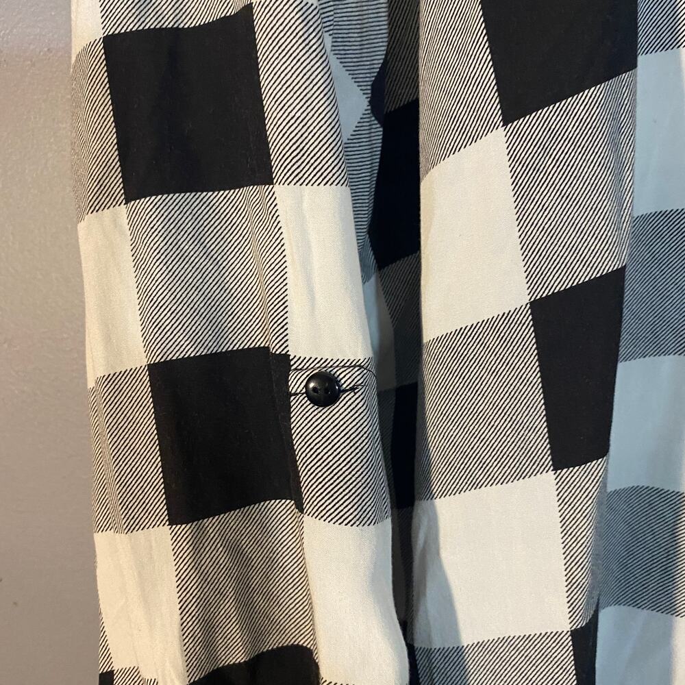 Passport Black White Check Plaid Long Sleeve Button Down Shirt Women Sz XL - Picture 6 of 12